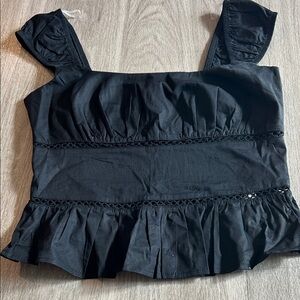 Wild Fable Black Ruffle Trim Blouse